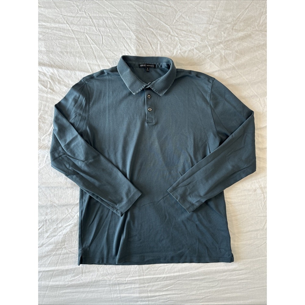 Robert Barakett Polo L Blue Stretch Lightweight Pima Cotton‎ Long Sleeve Golf